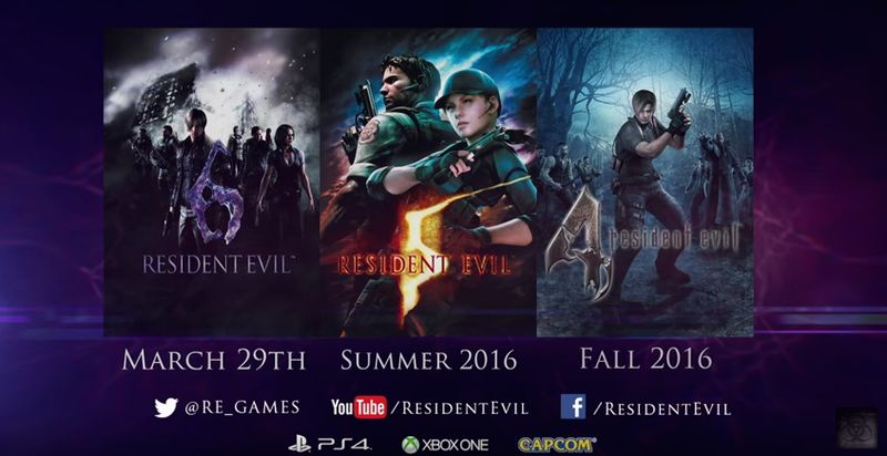 resident evil 4,5,6 remaster ps4 et xbox one