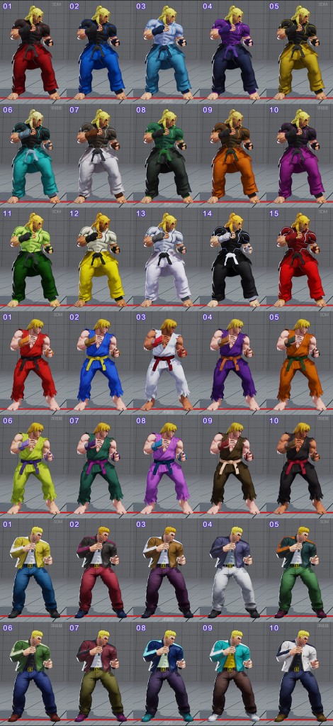 street fighter 5 costumes et couleurs 12