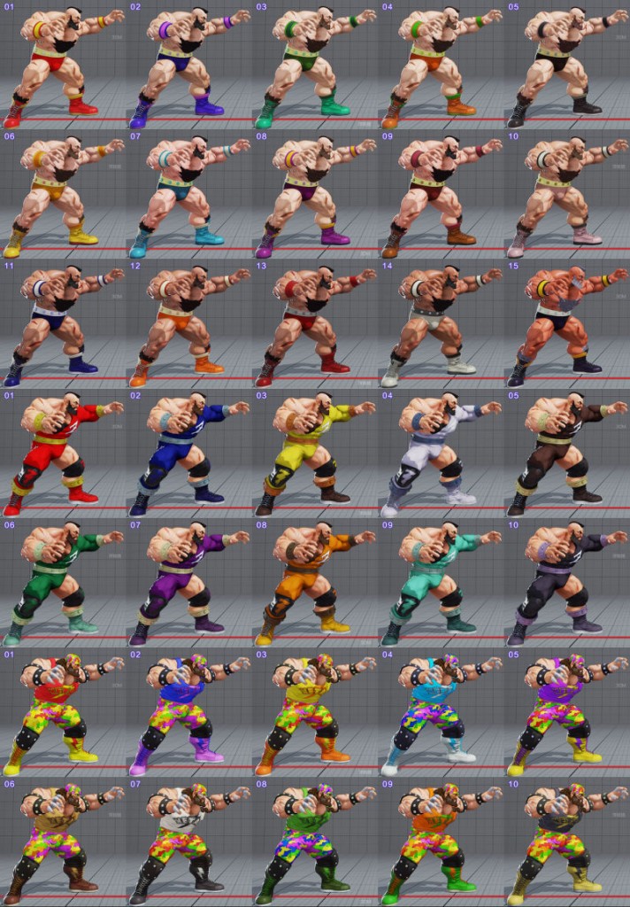 street fighter 5 costumes et couleurs 16