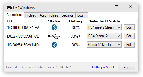 statut dualshock 4 pc ds4windows