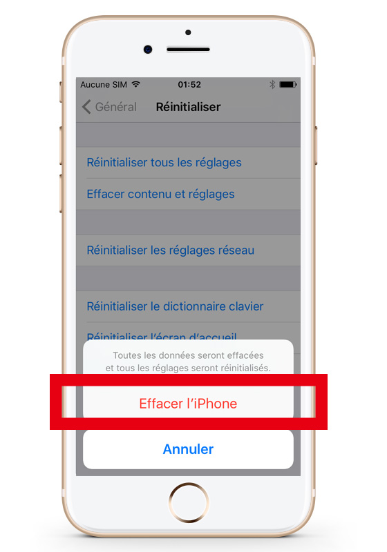 remettre a zéro iPhone