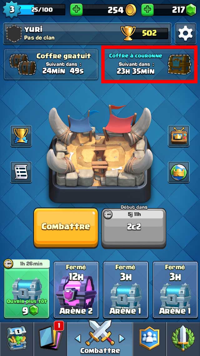 Clash Royale comment obtenir des coffres à couronne