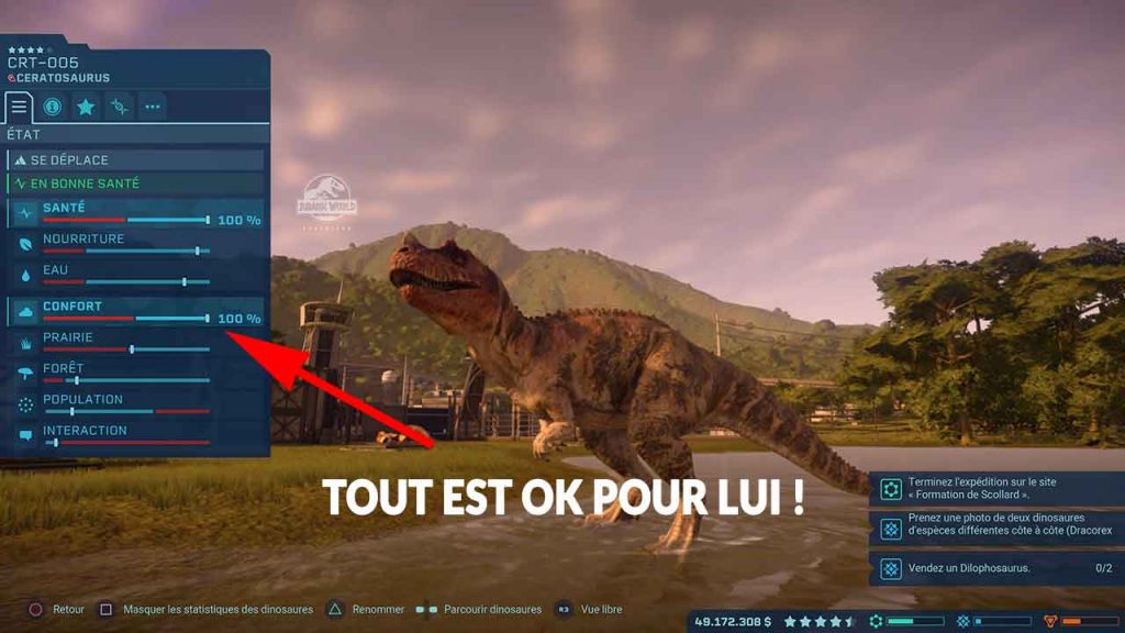 Jurassic-World-Evolution-astuce-stats-dinosaures