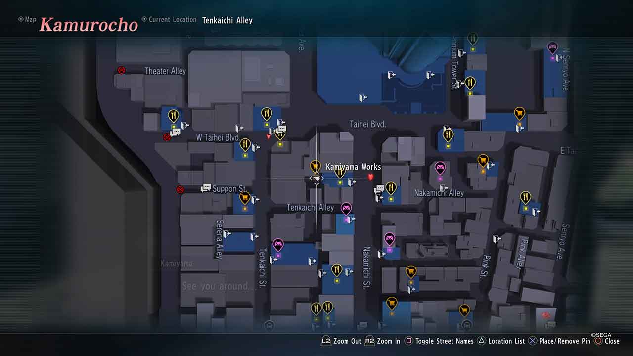 Карта yakuza kiwami 2