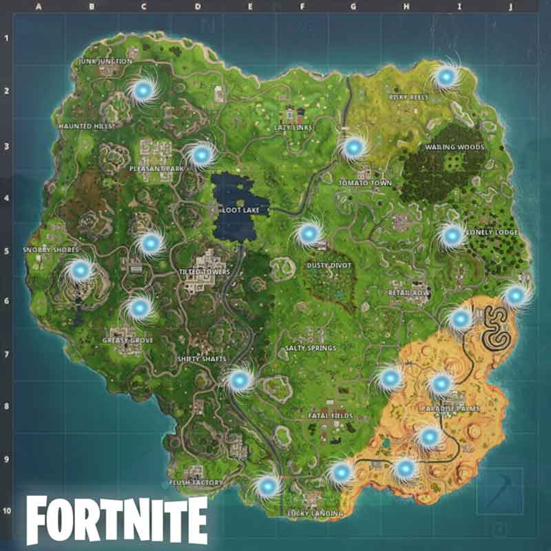 carte fortnite saison 5 defi faille liste - fortnite carte