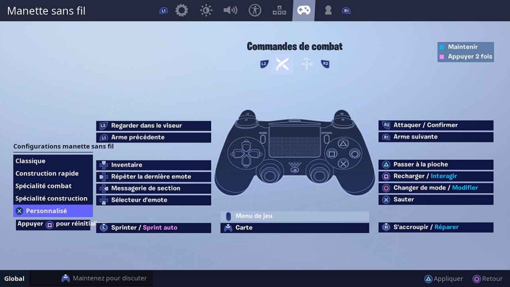 fortnite-menu-personnalise-commande-combat