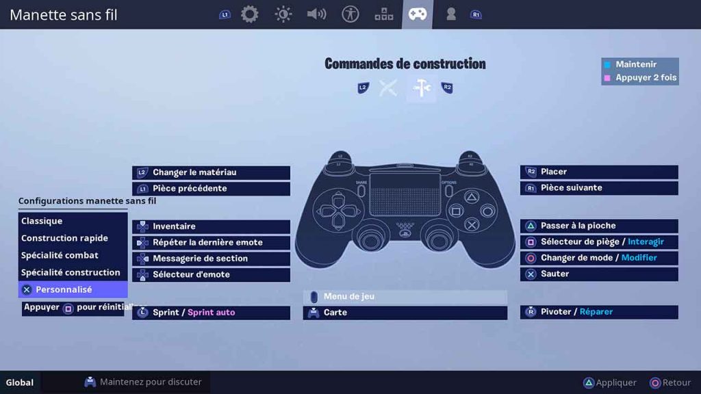 joueur pro manette fortnite - fortnite menu personnalise commande construction fortnite menu personnalise commande construction - joueur pro manette fortnite