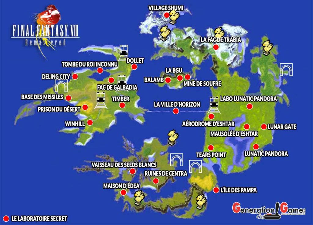 Guide Final Fantasy 8 Remastered carte du monde du jeu avec