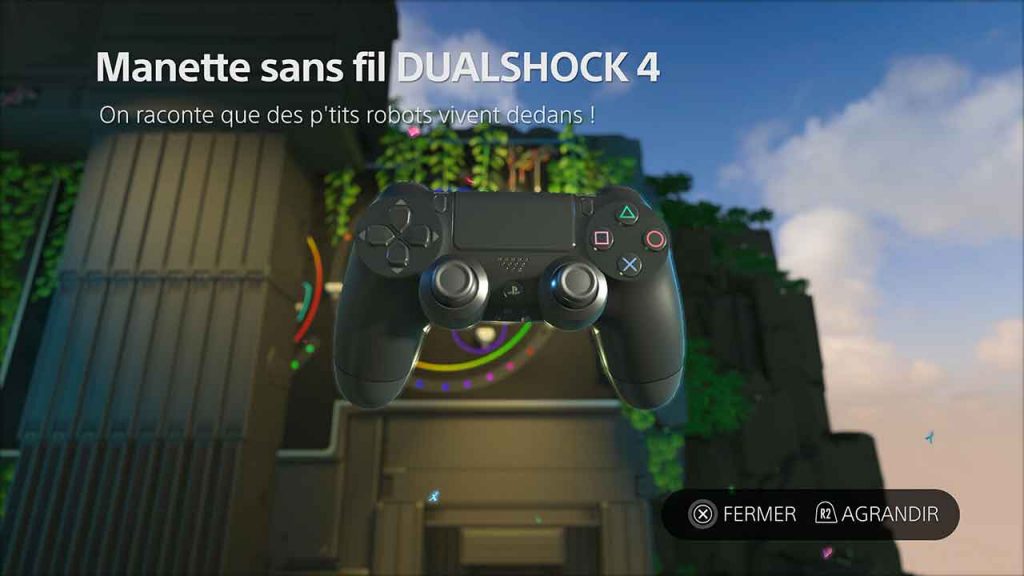 Astros-Playroom-PS5-trouver-artefact-4-manette-sans-fil-dualshock-4-jungle-du-GPU