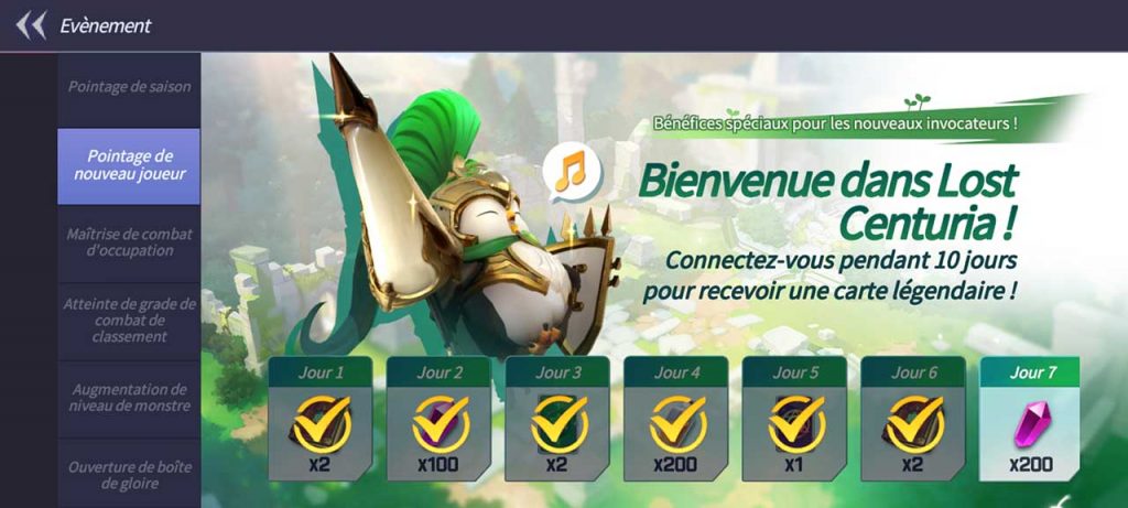 evenement-pointage-de-nouveau-joueur-Summoners-War-Lost-Centuria