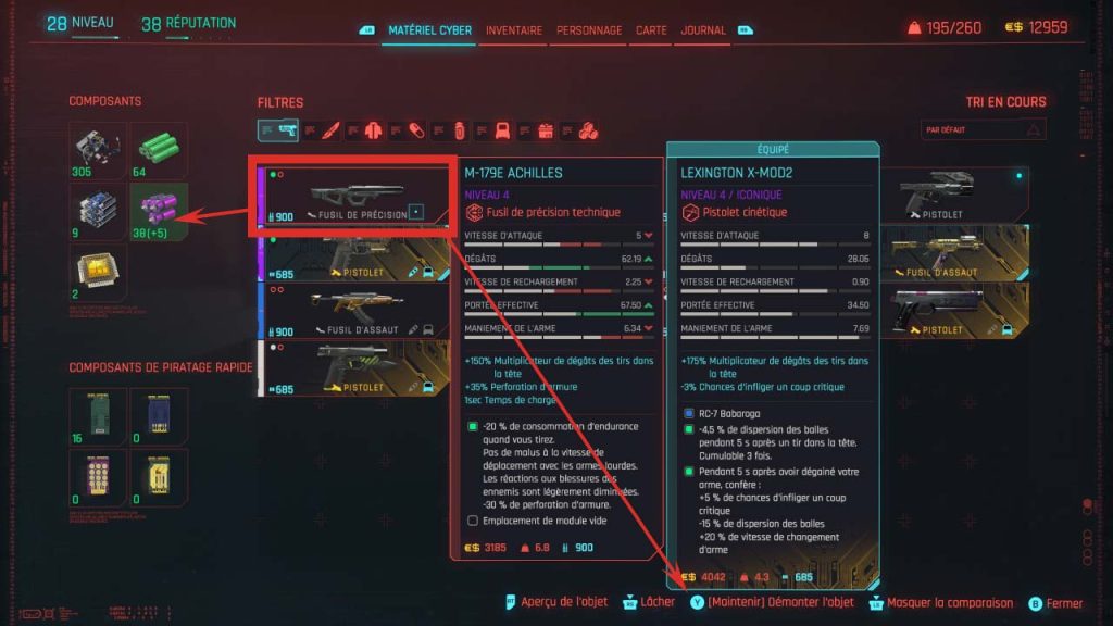 demanteler-arme-composants-objets-cyberpunk-2077