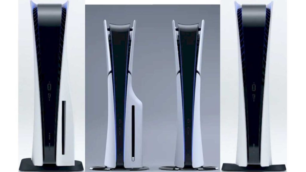 difference-taille-console-PS5-fat-et-slim-debout-de-face